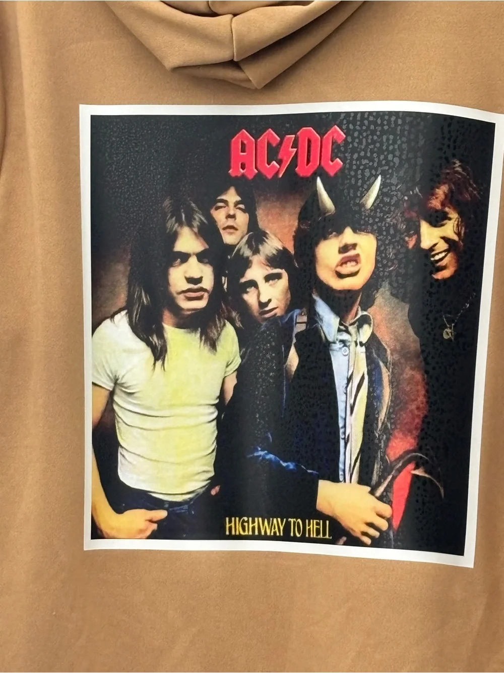 AC/DC Tan Crewneck Sweatshirt with Highway to Hell Back Print - Picture 2 of 2